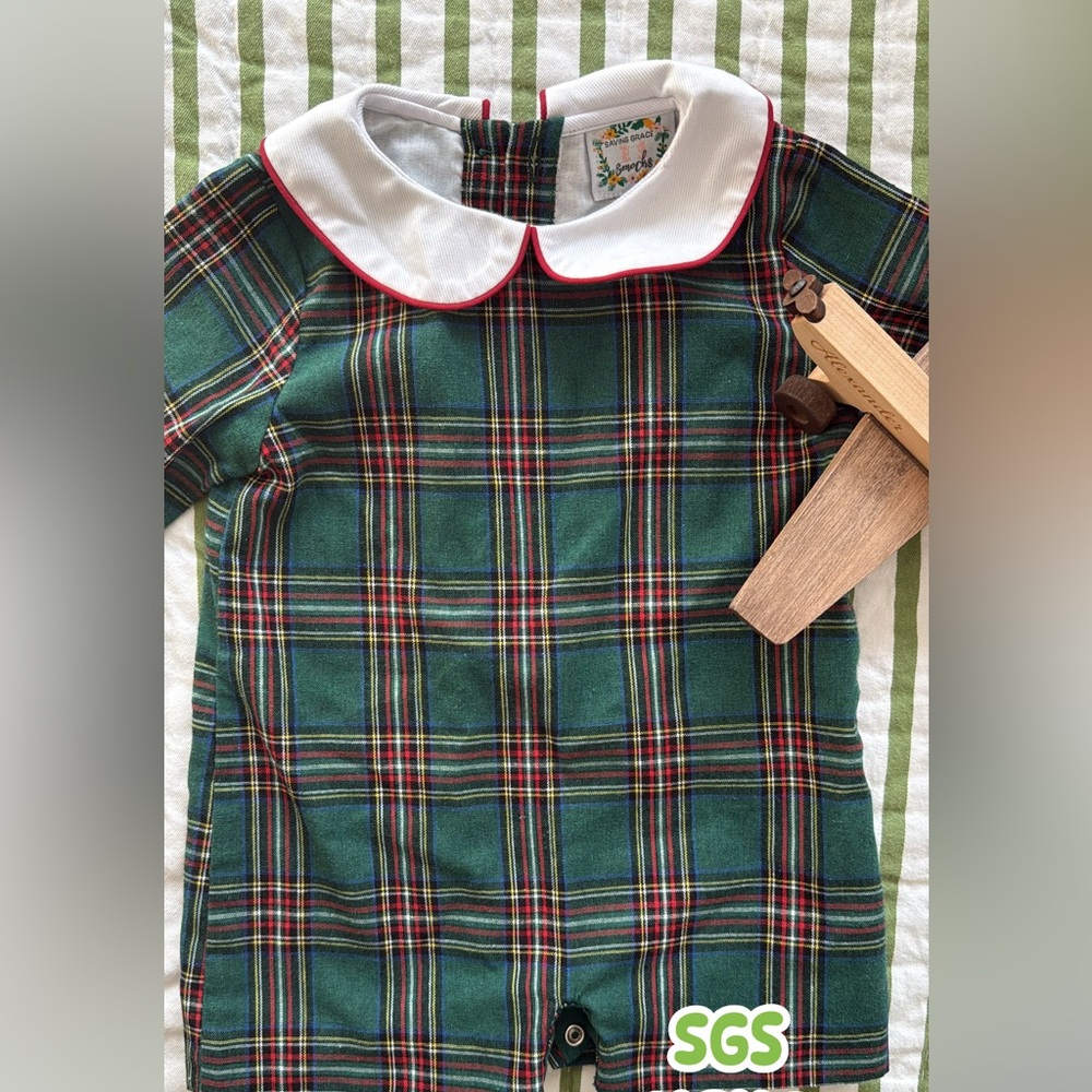 SGS Green Plaid Kids One Piece